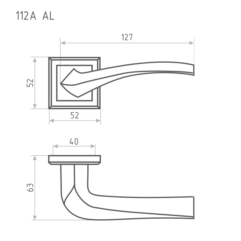 Схема Ручка дверная 112К AL цвет Белый Нора-М