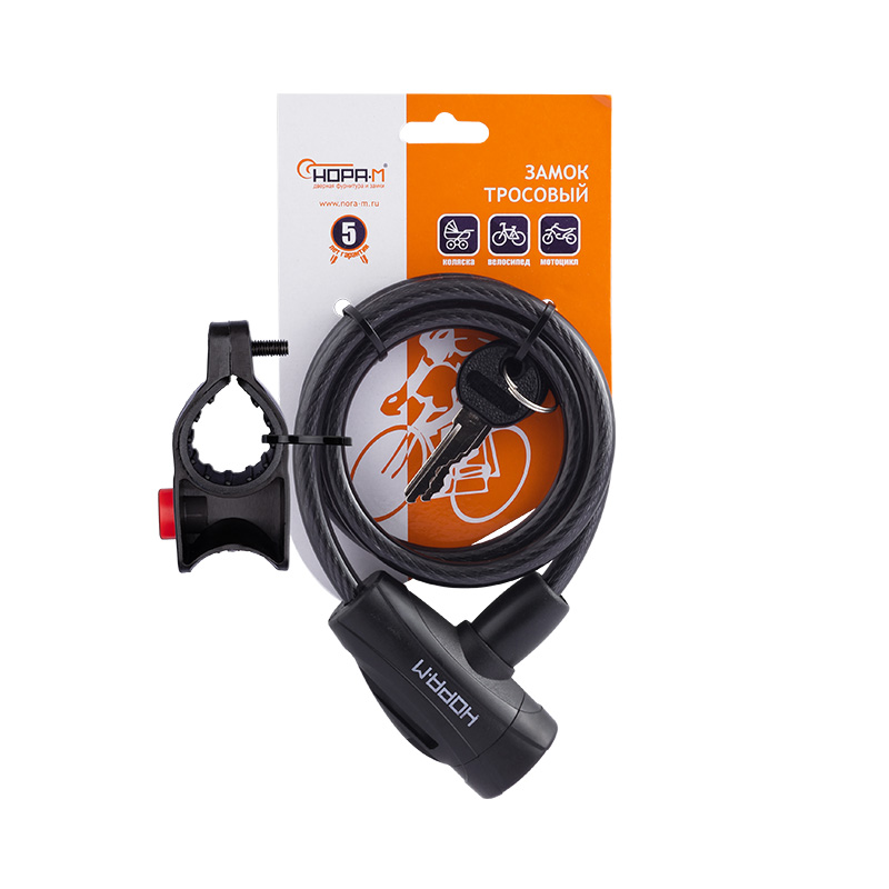 Комплектация и упаковка Велосипедный замок №23 с креплением на раму цвет Черный Нора-М