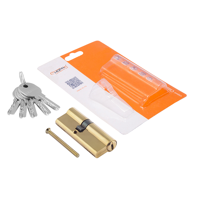 Комплектация и упаковка Цилиндр ЛПУ.УК асимметричный цвет Латунь Нора-М