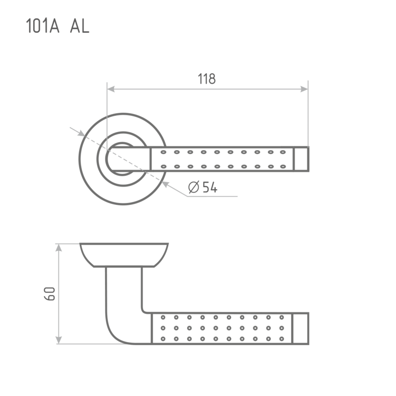 Схема Ручка дверная 101 А Al цвет Золото Нора-М