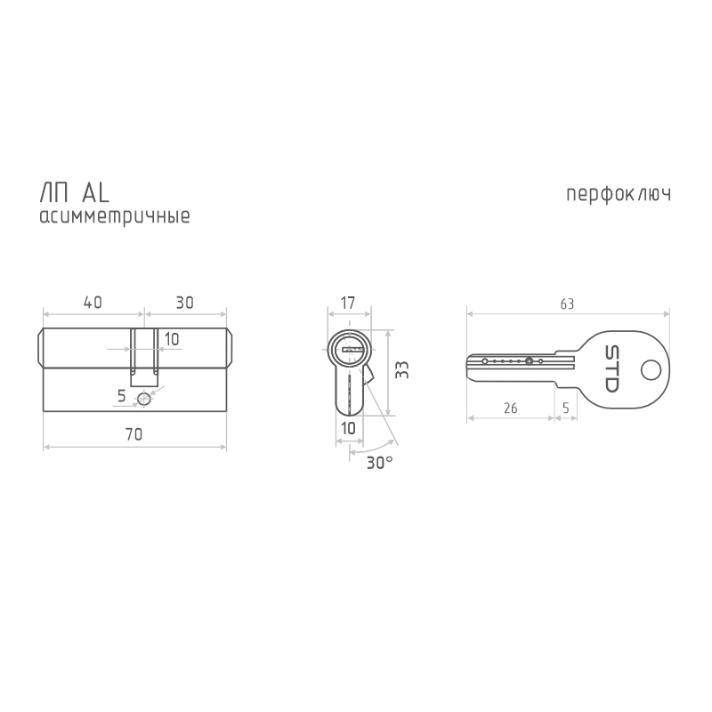 Схема Цилиндр STD Al ЛП цвет Черный Нора-М
