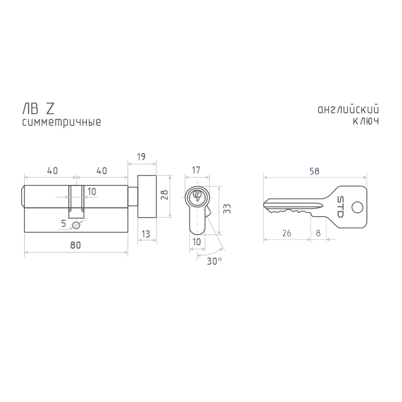Схема Цилиндр STD Z ЛВ цвет Хром Нора-М