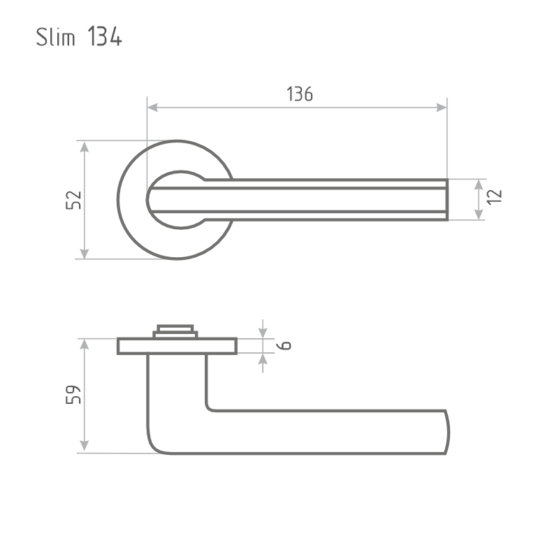 Схема Ручка дверная межкомнатная на тонокй розетка 134А Slim цвет Белый Нора-М