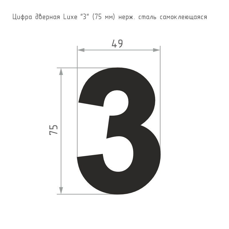 Схема Цифра на дверь Luxe 75 мм цвет Черный Нора-М