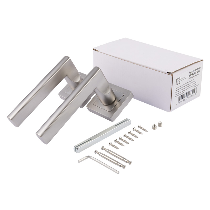 Комплектация и упаковка Ручка дверная ISPARUS П108К цвет Матовый никель Нора-М