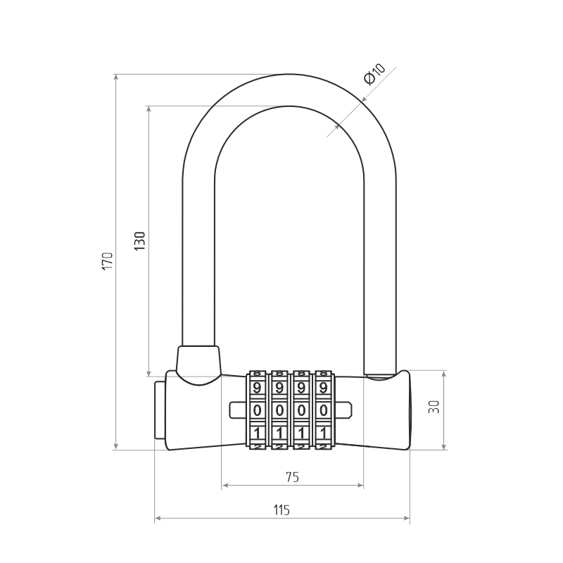 Схема Замок велосипедный U-lock №51ДД цвет Черный Нора-М