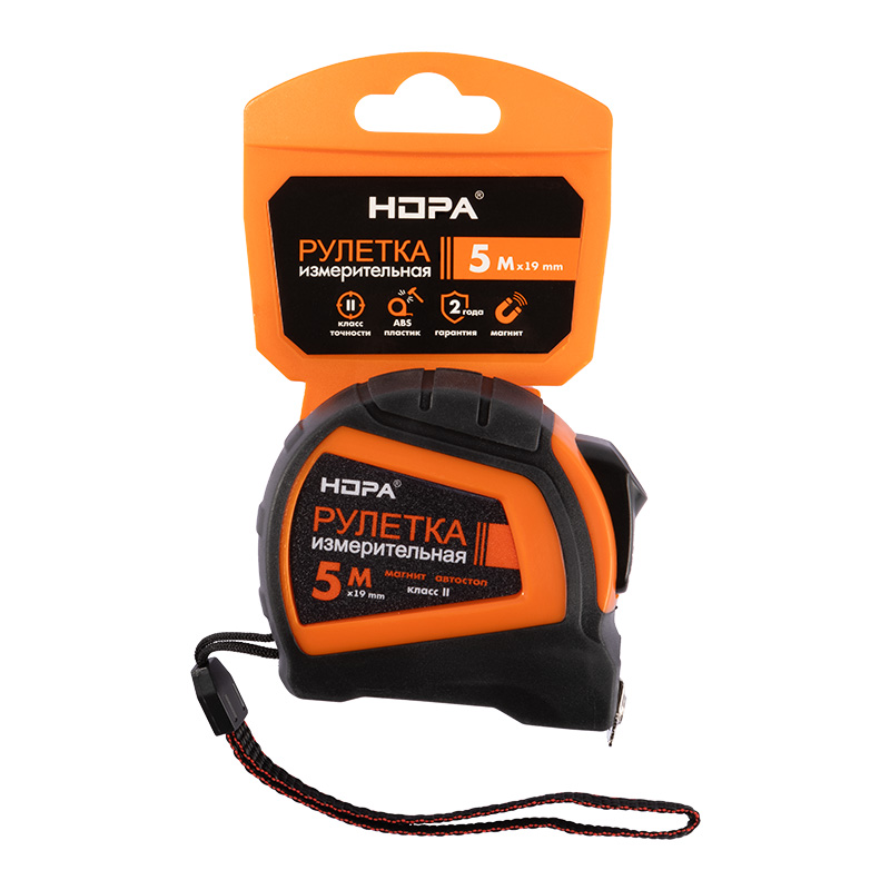 Комплектация и упаковка Рулетка измерительная  Нора-М ударопрочная 5 м х 19 мм цвет Оранжевый Нора-М