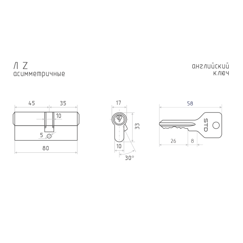 Схема Цилиндр STD Z Л цвет Черный Нора-М