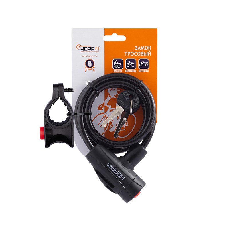 Комплектация и упаковка Велосипедный замок №23 с креплением на раму цвет Черный Нора-М