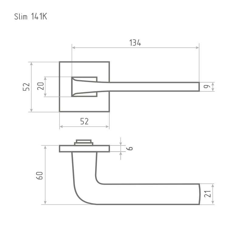 Схема Ручка дверная  межкомнатная на тонкой квадратной розетке 141К Slim цвет Белый Нора-М